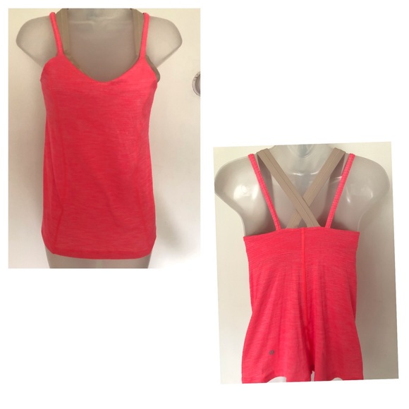 EUC! LULEMON CORAL AND BEIGE STRAPPY TANK TOP - Picture 4 of 6